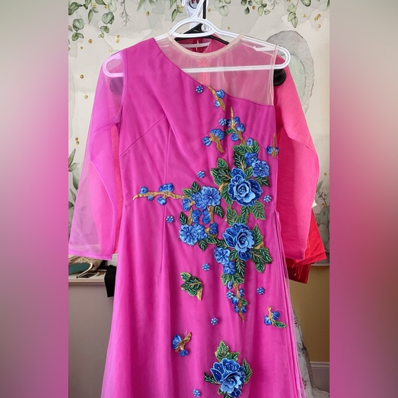 ao dai thiet ke, New beautiful Vietnamese traditional long dress bộ set m 2 gift - Picture 1 of 4